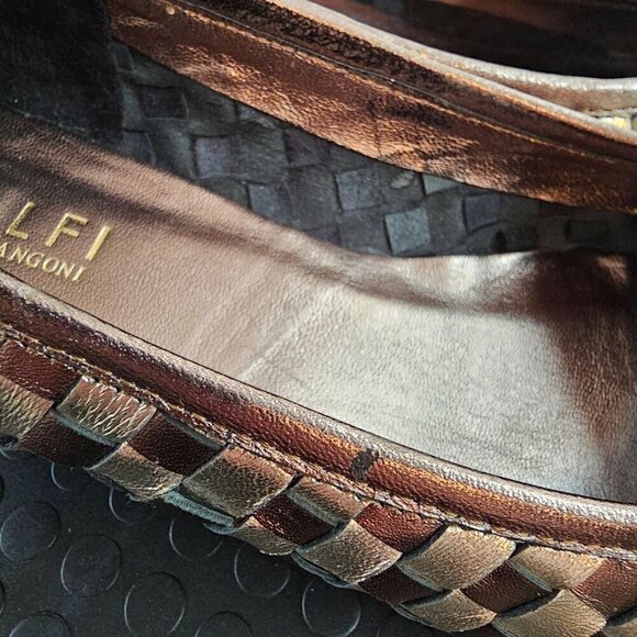 Amalfi By Rangoni Women's Silver & Bronze Woven Leather Shoes, 1" Heel, Size 9N - Picture 9 of 9
